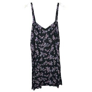 Torrid Plus Size 3X Mini Dress Black Floral Rayon Cami Smocked Goth Feminine 438